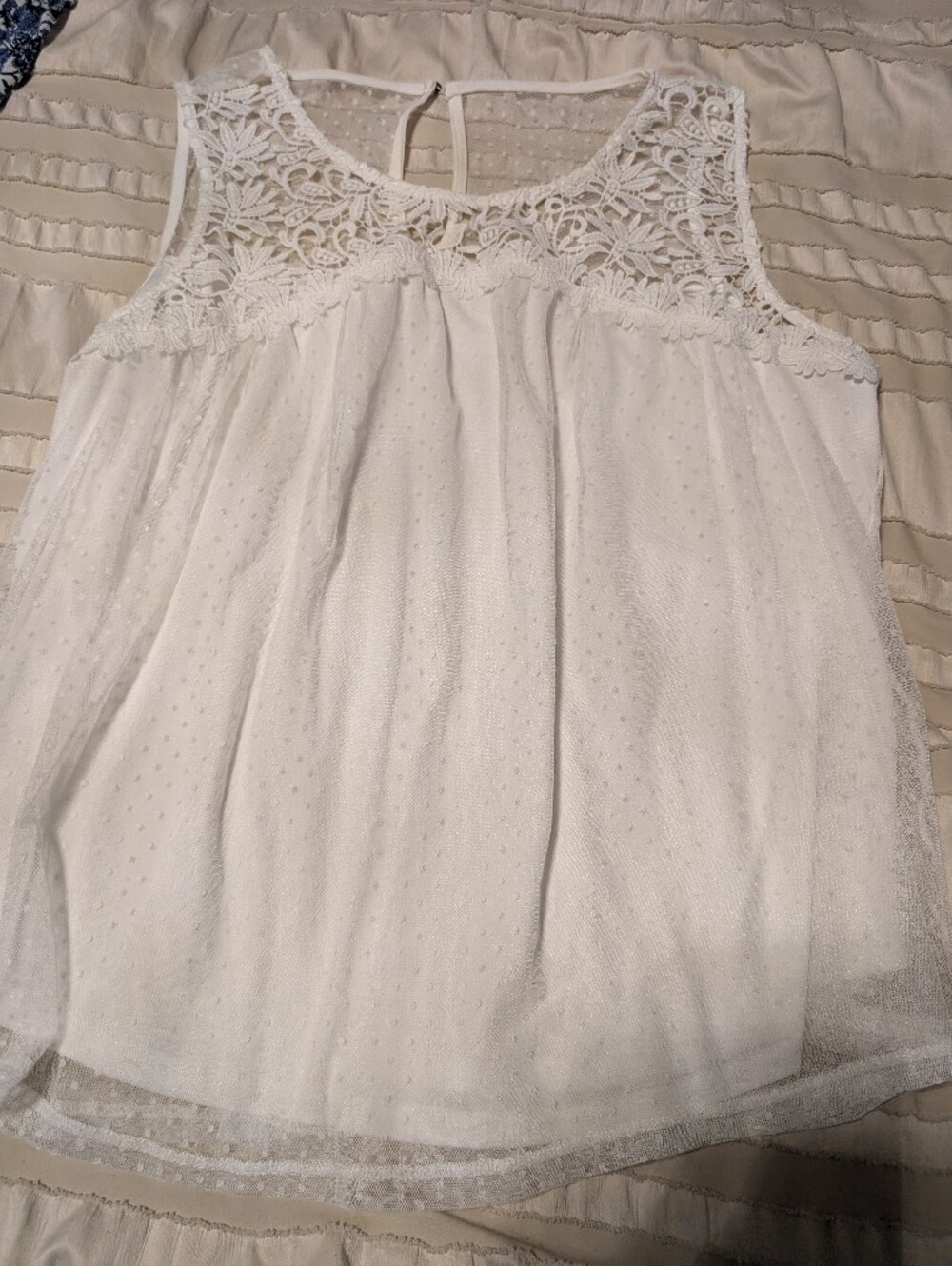 Maurices White Lace Yoke Swiss Dot Tank